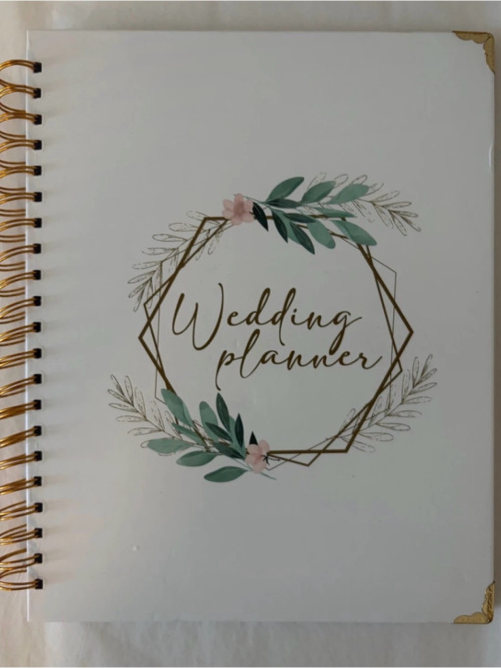 Wedding Planner Notebook - White with Green Floral Design
